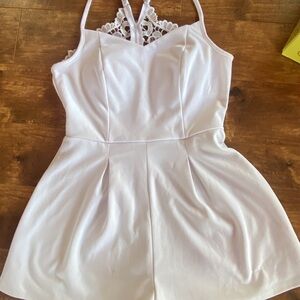 White Lace Halter Romper
